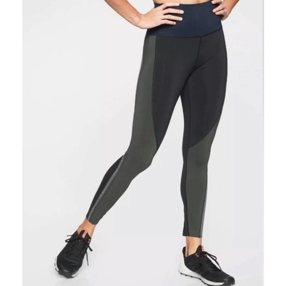 Athleta Spar Colorblock 7/8 Tight Navy Black Olive Grey size XS 405455 - Picture 1 of 10